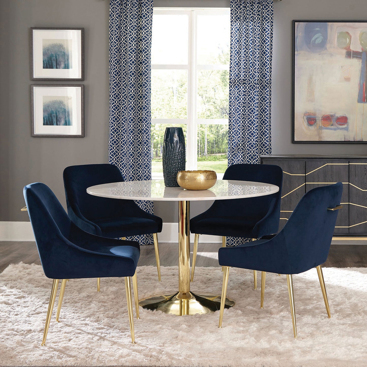5 Piece Dining Set Blue - * Send us a message to check availability and pricing.*