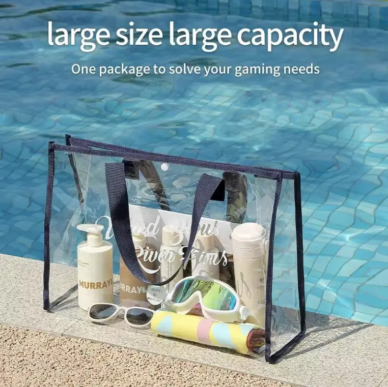 Bolsa de Playa Impermeable para Mujer - Bolsa de Gimnasio y Compras Transparente de PVC