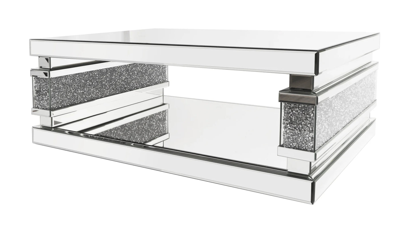 Mirrored Coffee Table with Diamond Accents: The centerpiece of your living room!