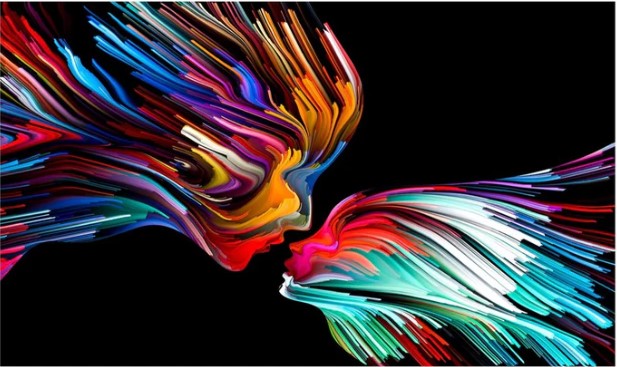 Pareja Arcoiris - Arte de pared de vidrio