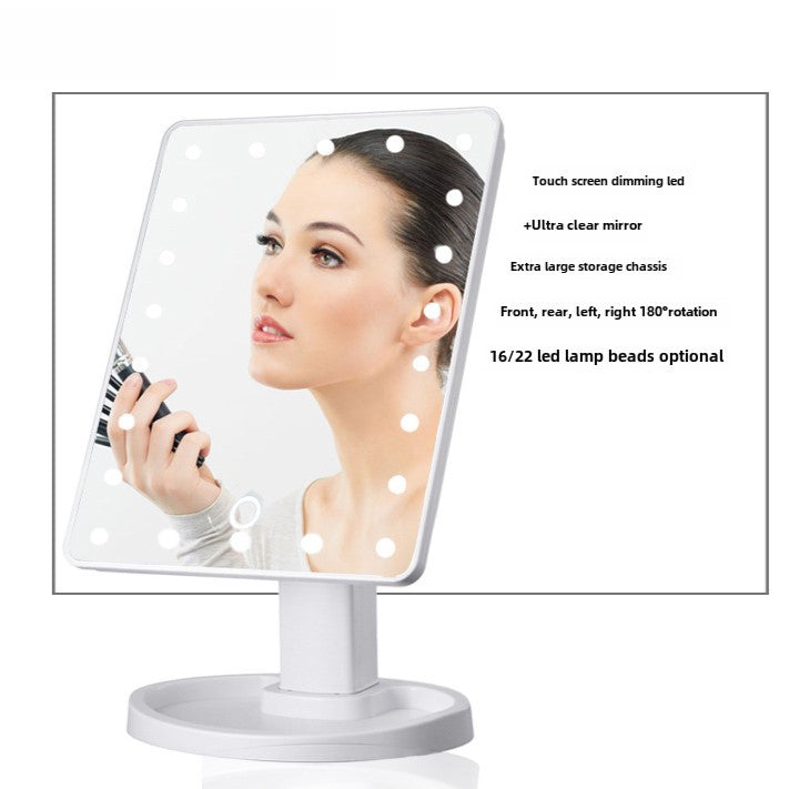 Portable Makeup Mirror with LED Light and Touch Screen