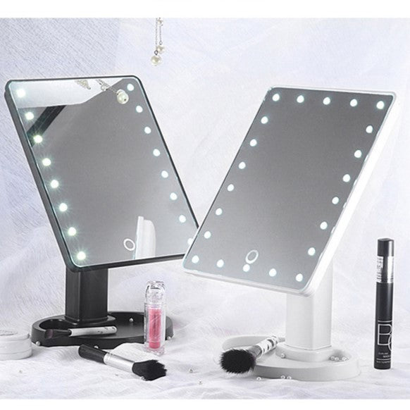 Portable Makeup Mirror with LED Light and Touch Screen