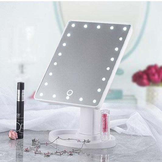 Portable Makeup Mirror with LED Light and Touch Screen