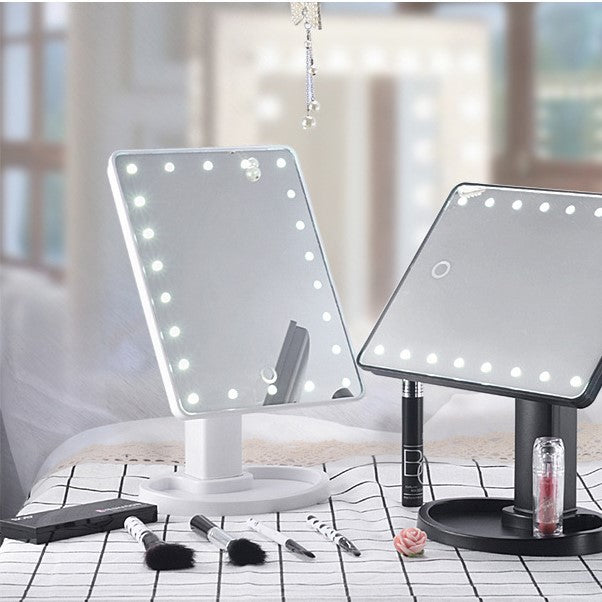 Portable Makeup Mirror with LED Light and Touch Screen