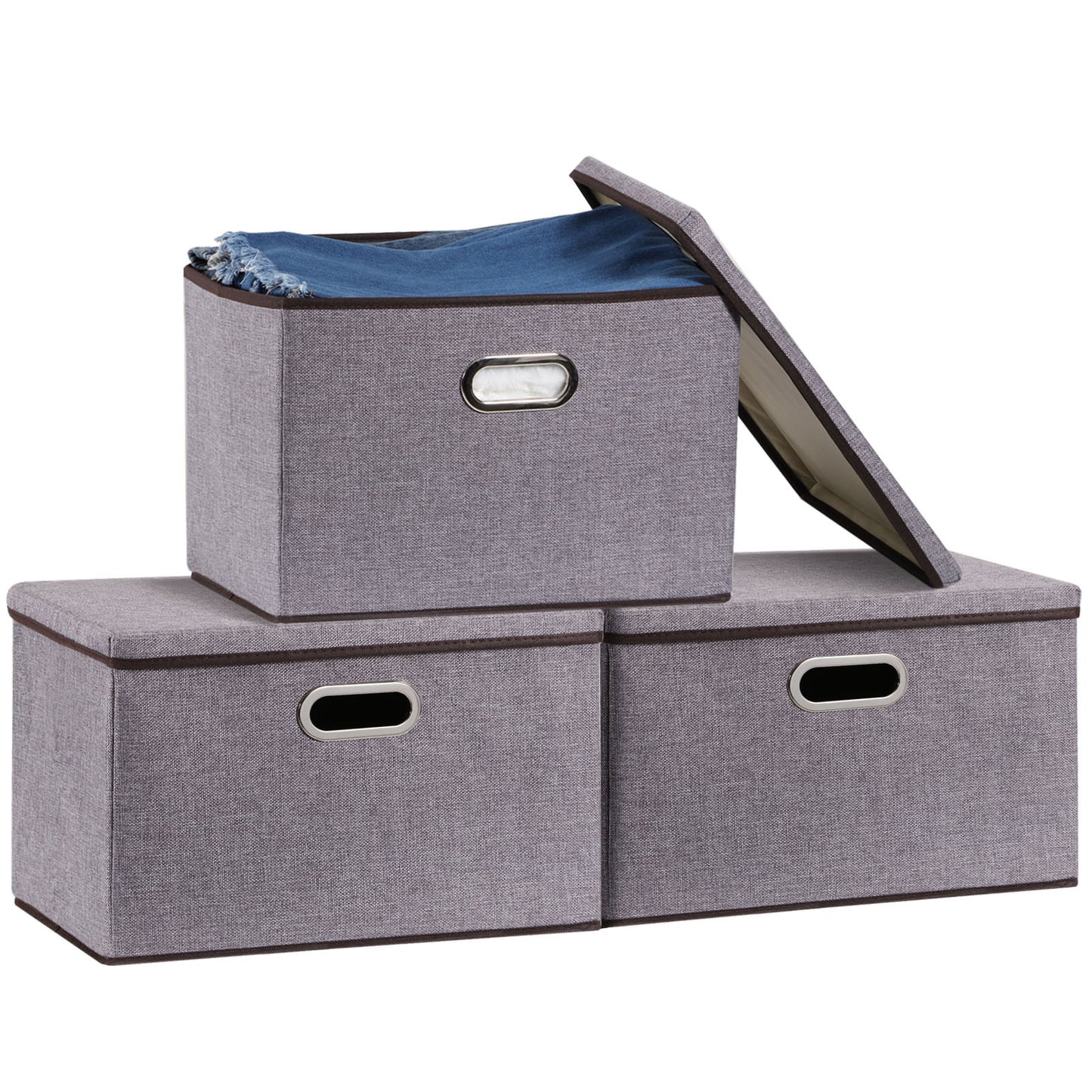 Household Items Storage Box Cotton And Linen Large Folding Storage Box Clothing Storage Box 44-30-30cm, 3-piece Set, 5-piece Set