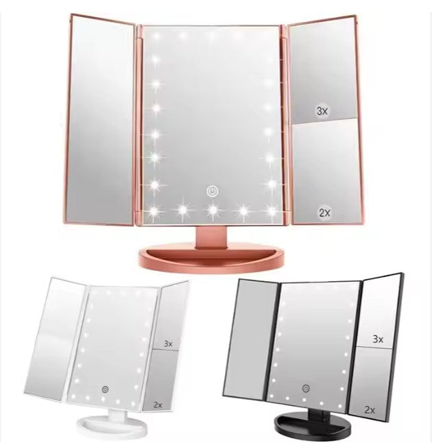 Espejo de Tocador con Luces LED y Aumento – Triple Panel