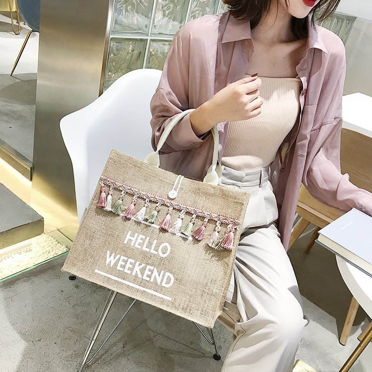 Jute Bags with Vintage Lettering The perfect accessory for your boho-chic looks!