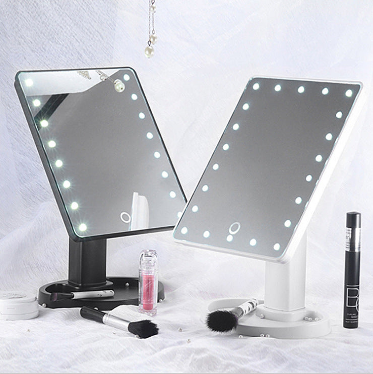 Portable Makeup Mirror with LED Light and Touch Screen