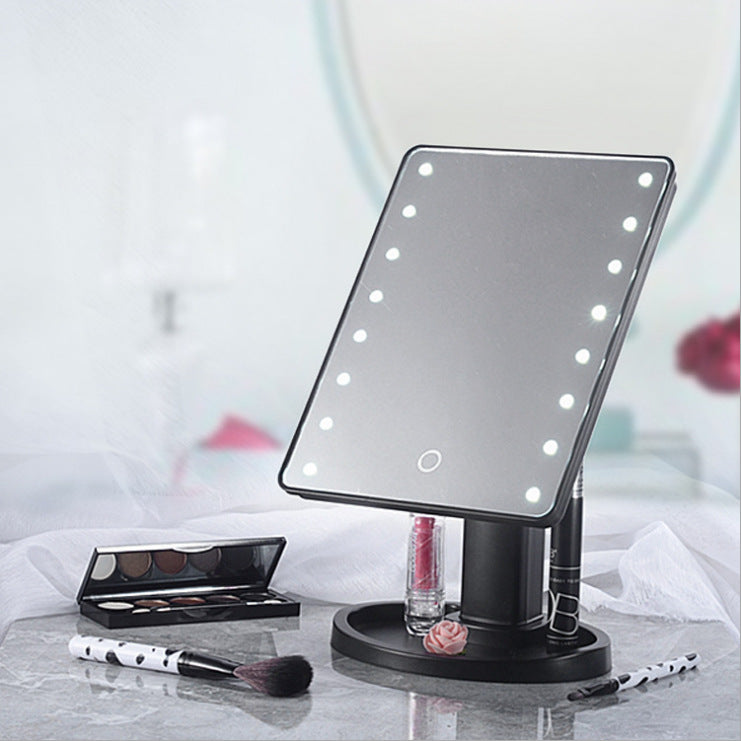 Portable Makeup Mirror with LED Light and Touch Screen