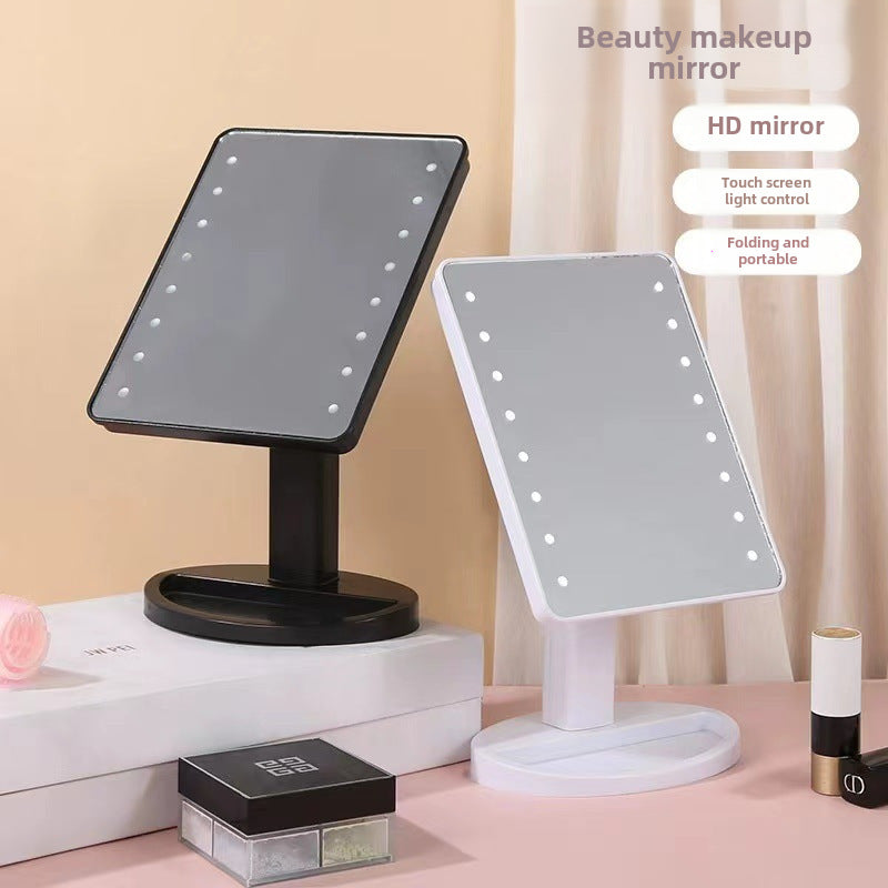 Portable Makeup Mirror with LED Light and Touch Screen