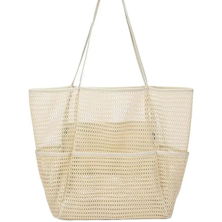 Solid color mesh tote