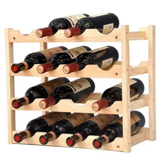 Estante de Madera para Botellas de Vino - Mueble Creativo de Pino Antiguo