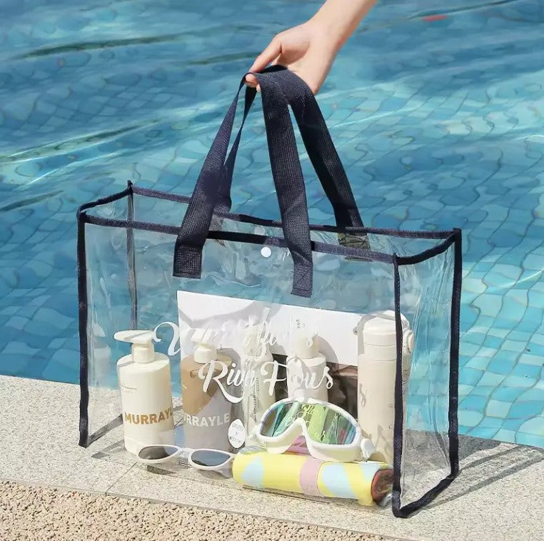 Bolsa de Playa Impermeable para Mujer - Bolsa de Gimnasio y Compras Transparente de PVC