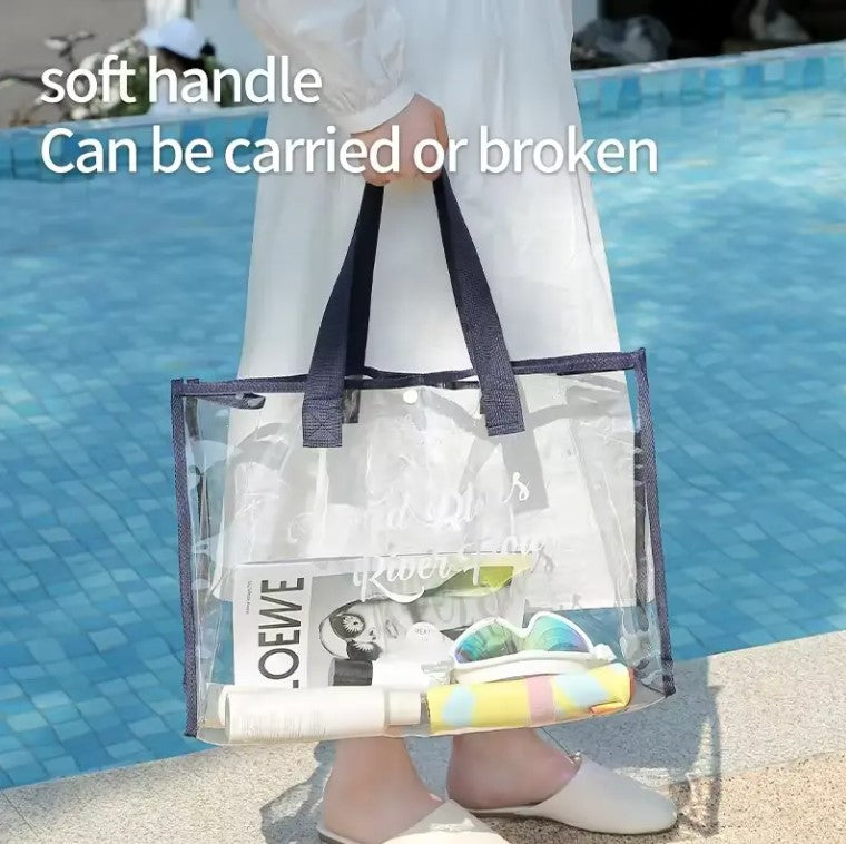 Bolsa de Playa Impermeable para Mujer - Bolsa de Gimnasio y Compras Transparente de PVC