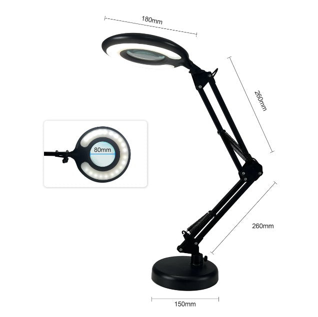 Lupa con Luz LED y Brazo Oscilante Ajustable