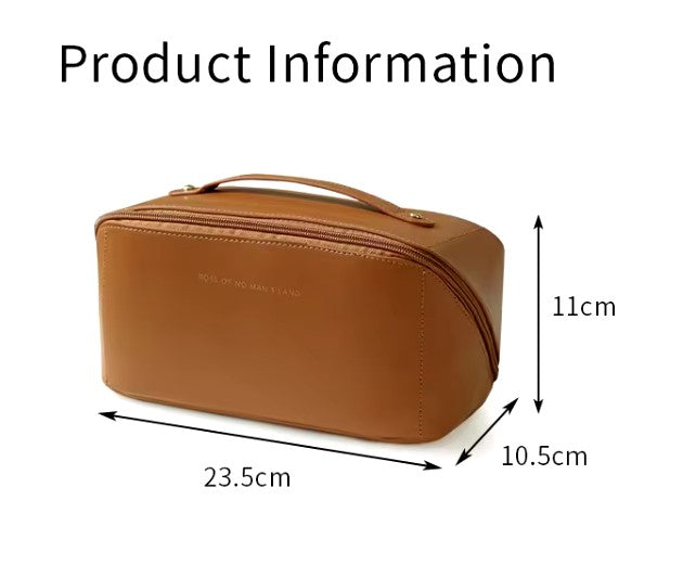 Large Capacity Travel Cosmetic Bag - Multifunctional PU Leather Makeup Bag